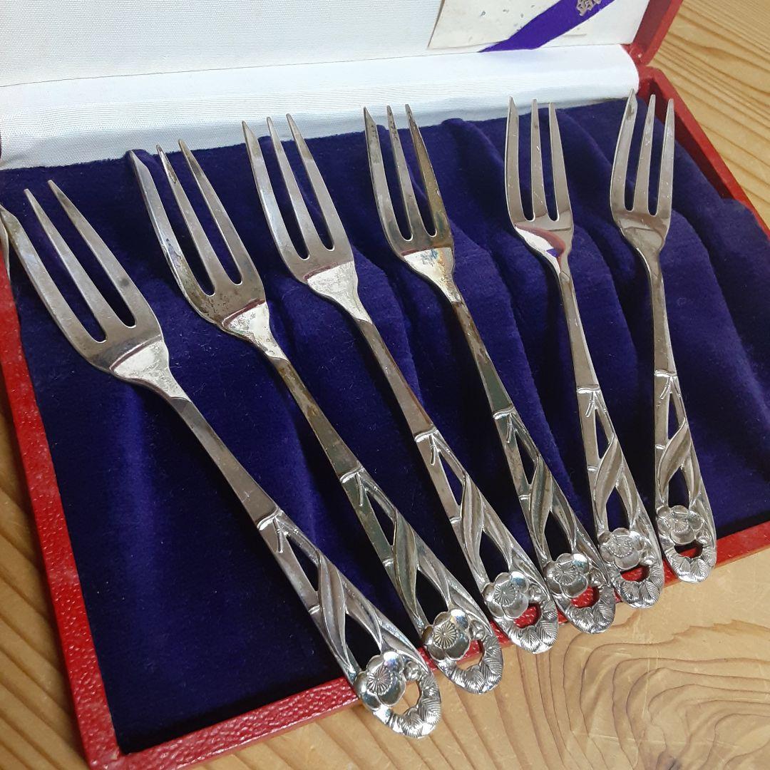 銀製　透かし　松竹梅　フォーク6本