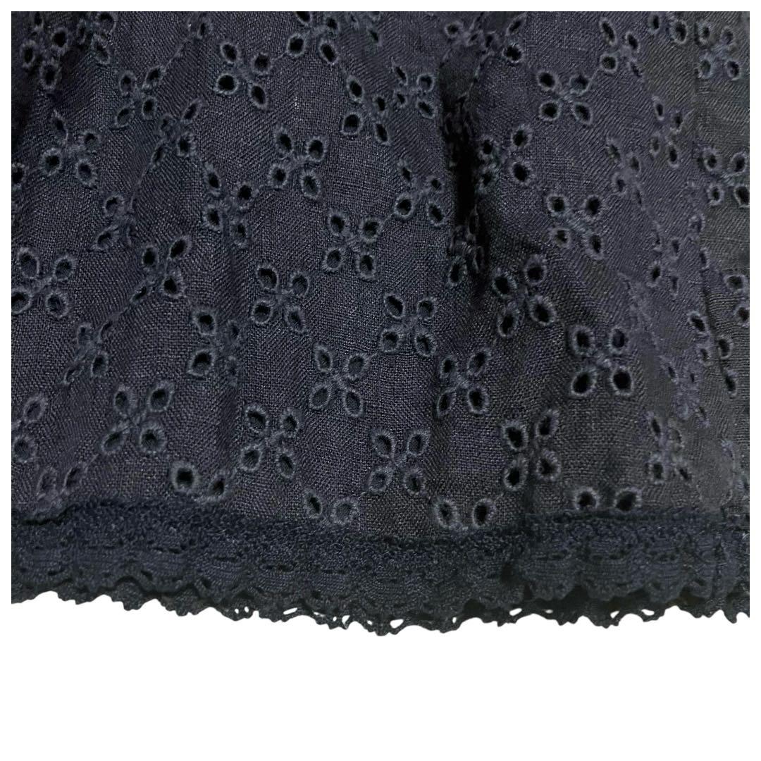 ピンクハウス　ボトムス　ワイドパンツ　ガウチョ　総カットワーク刺繍　裾に黒レース