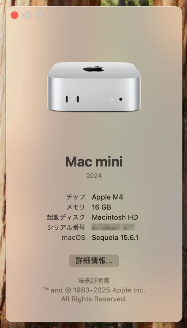 Macデスクトップ Mac mini M4 (2024) 16GB/256GB [MU9D3J/A]