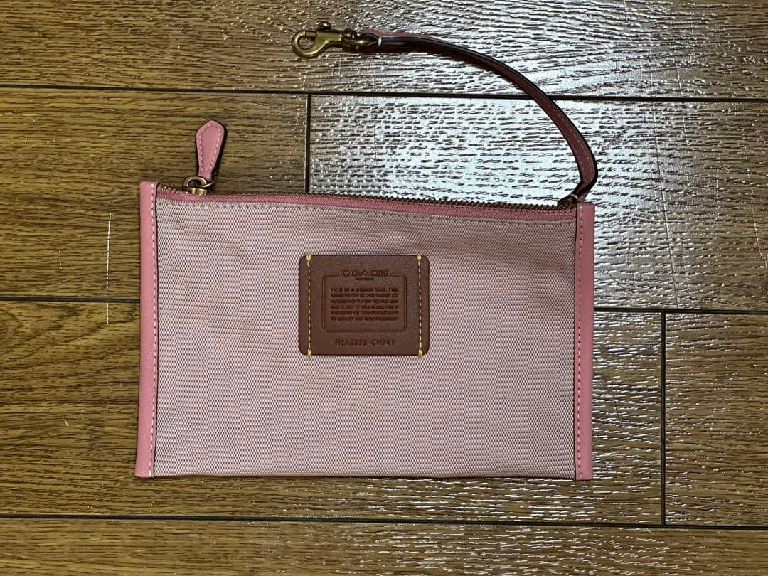 美品COACHコーチ トートバッグ カゴバッグ ピンク CH741 ポーチ付き