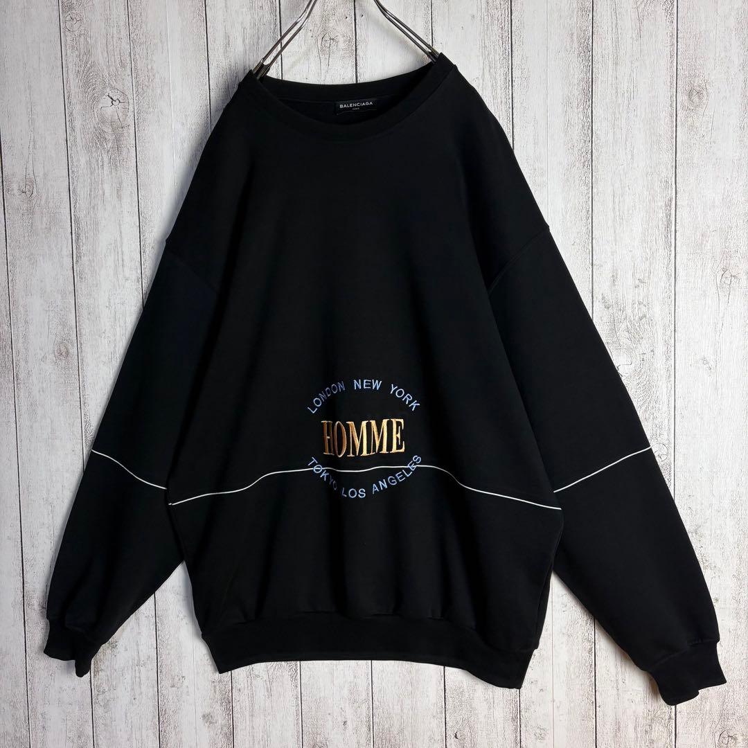 372【未使用級】バレンシアガ☆刺繍ロゴ入りスウェット Homme 17AW