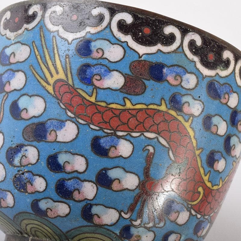 中国　古七宝琺瑯彩　花文　蓋爐　香炉　煎茶碗　3点まとめて　V　R8616