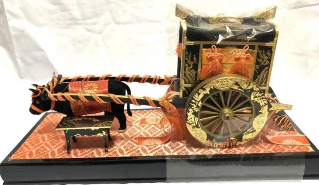 未開封 美品 雛人形 御所車 牛車 金 ひな人形 雛道具 雛飾り 和食器 高価