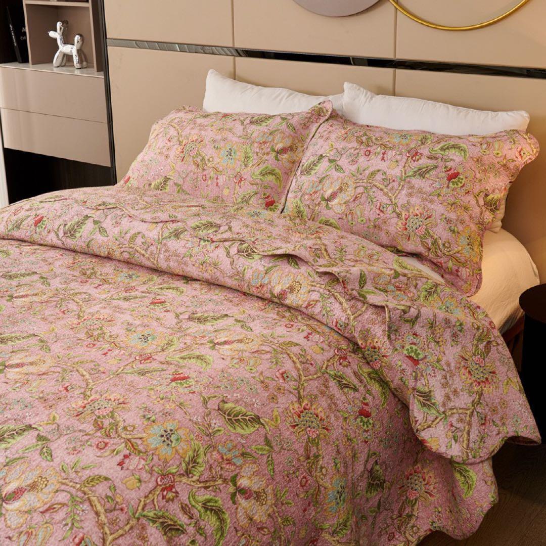 キルトベッドカバー3点セット綿マルチカバー キルティング MBHF01