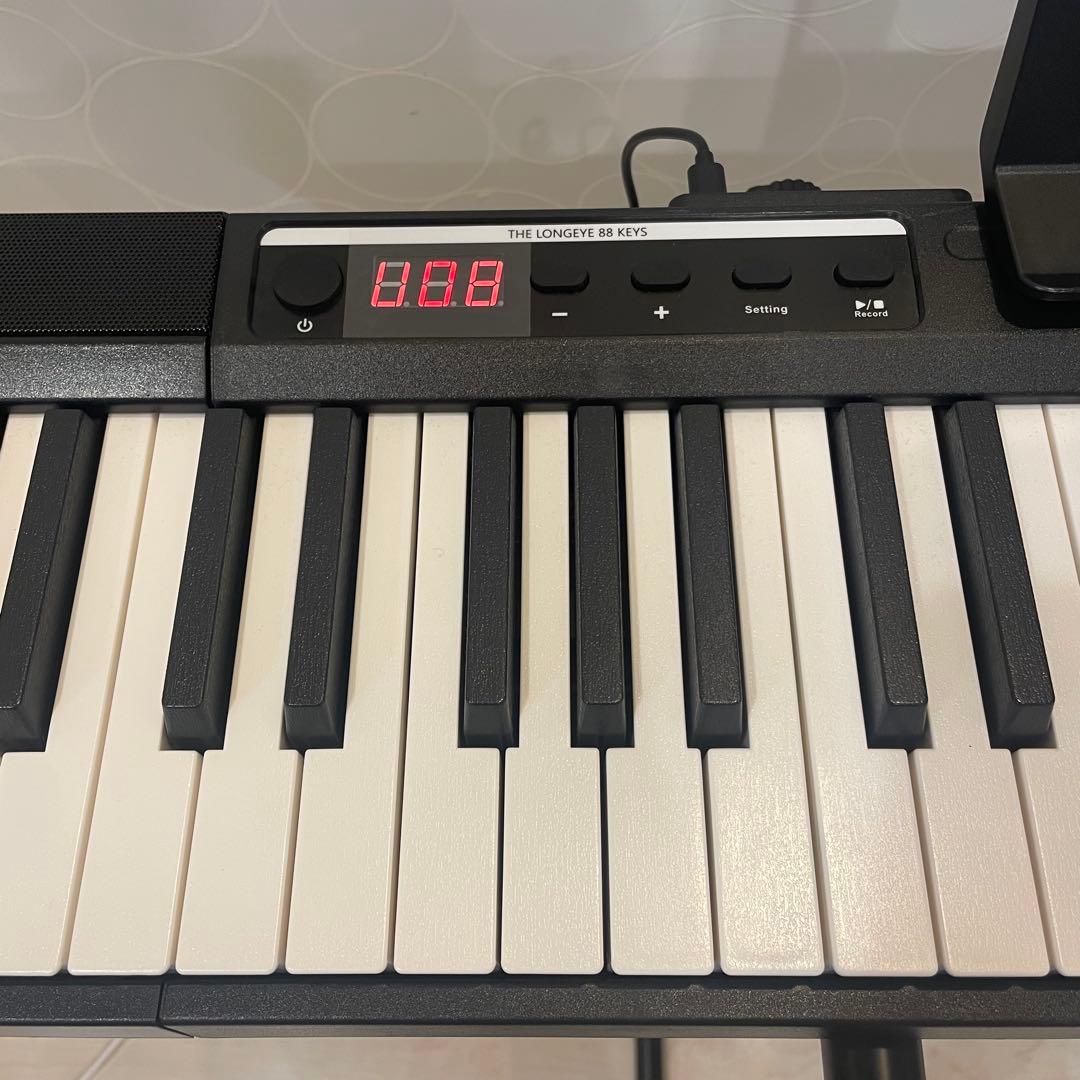 【美品】Longeye 88鍵 ポータブル電子ピアノ スタンド 椅子付