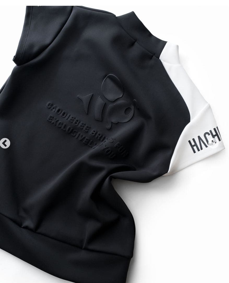 8yards モックネック半袖シャツ　L 白X黒