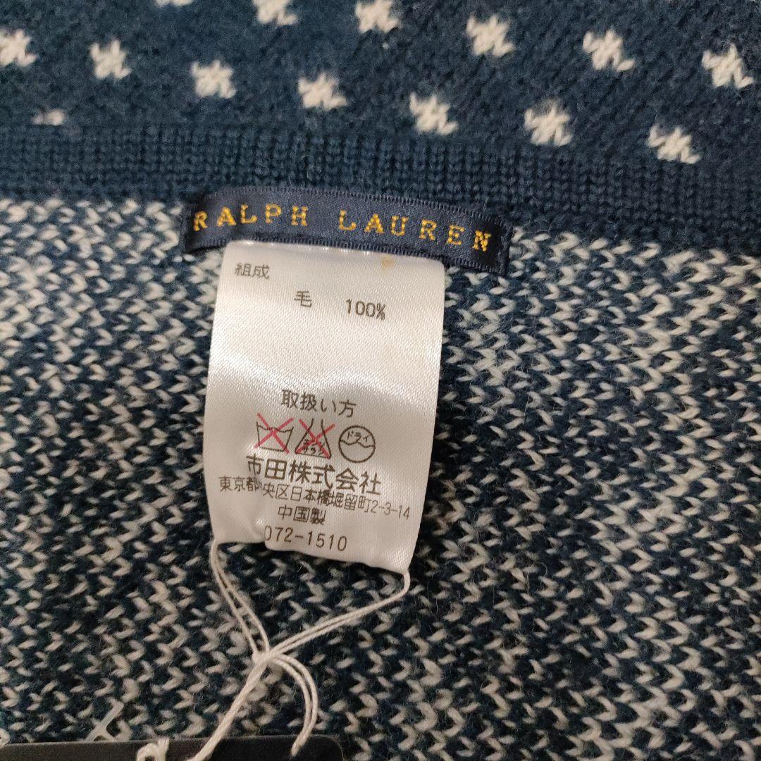 ラルフローレン雪柄ブランケット 65x160cm毛100%男女兼用高級