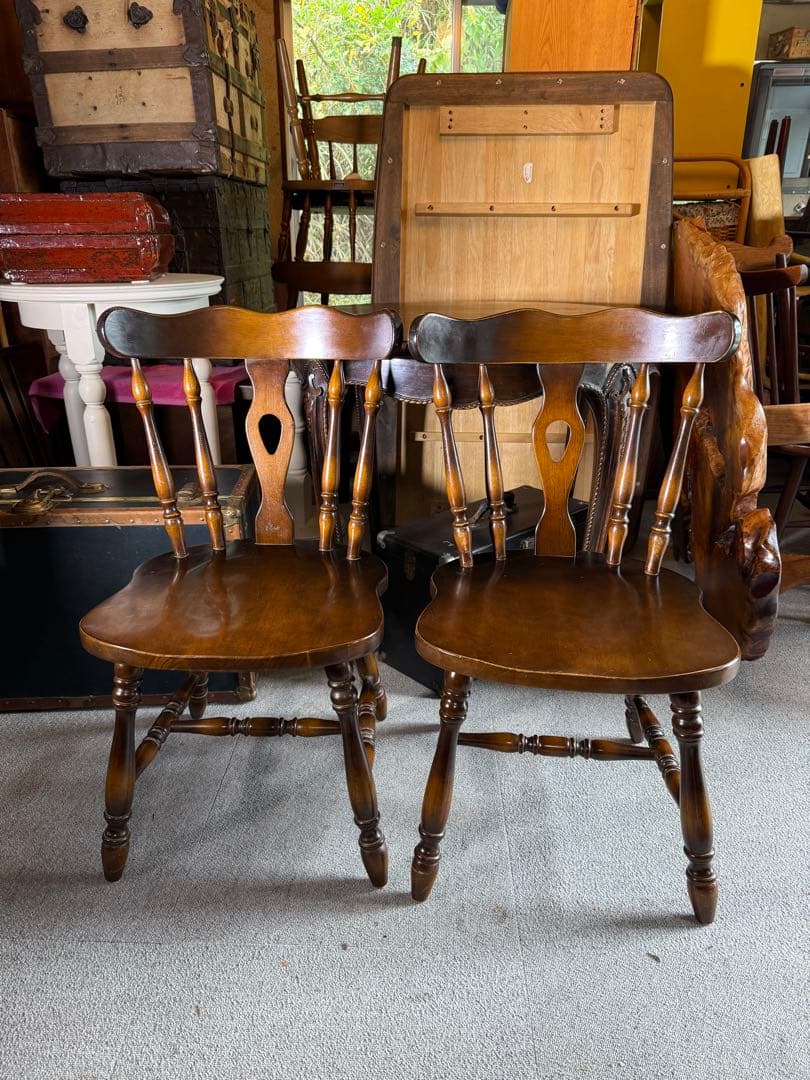 飛騨産業 キツツキ ウィンザーチェア 2脚セット 国産椅子 昭和レトロ