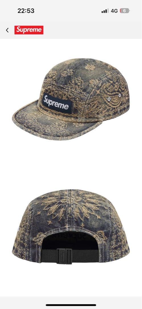 帽子 supreme Bandana Jacquard Denim Camp cap