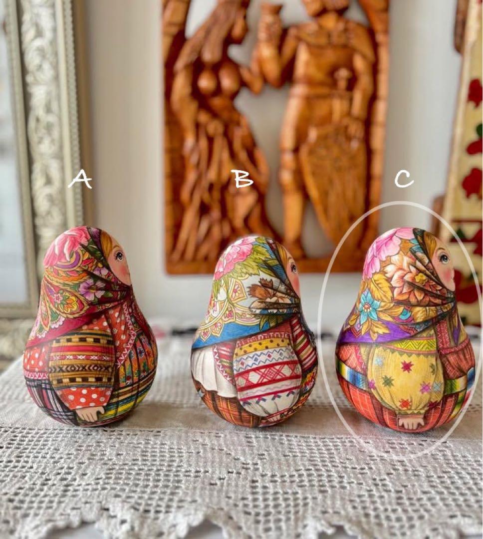 ロシア雑貨☆民族衣装起き上がりこぼし♪プラトークCマトリョーシカ タチアナ作