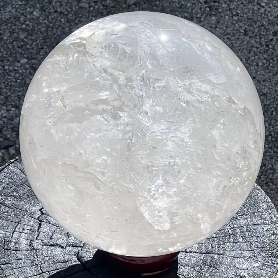 ✳️クラック超ギラギラ☆美煌ハイクオリティ極大玉✨レインボー ヒマラヤ水晶 丸玉