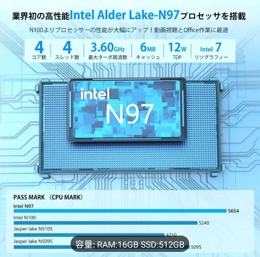 新品 NiPoGi ミニPC Windows11 N97 16G 512GB