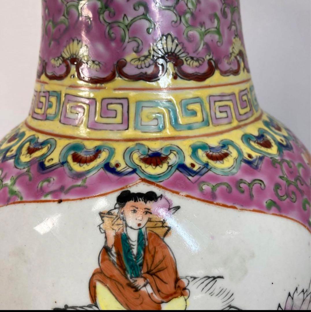 中国美術　景徳鎮銘　粉彩八仙图大花瓶　高さ47㎝。y635