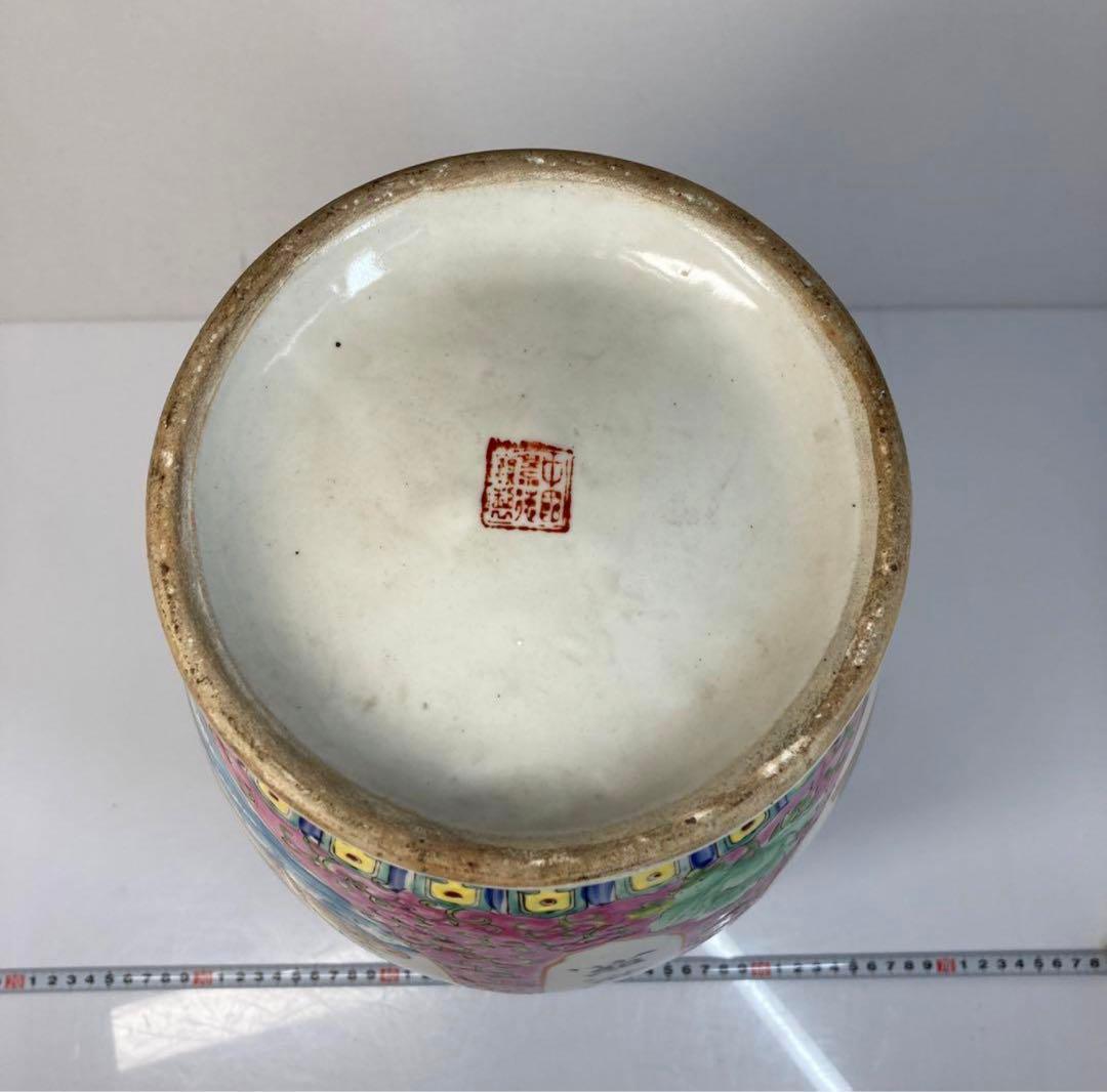 中国美術　景徳鎮銘　粉彩八仙图大花瓶　高さ47㎝。y635