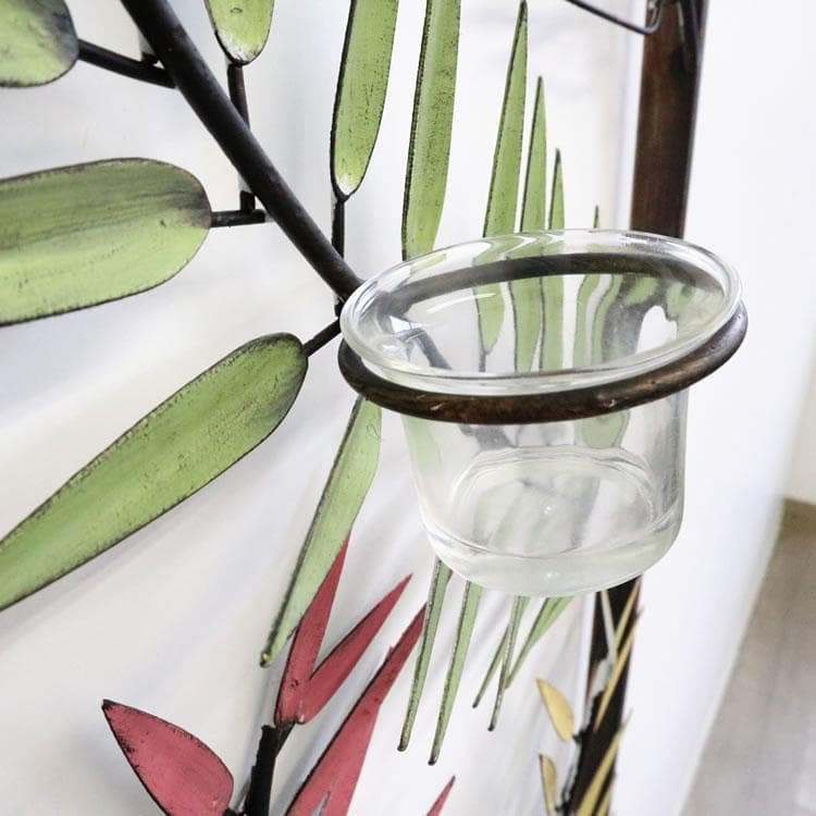 ウォールアートパネル フラワーベース/キャンドルホルダー シダ