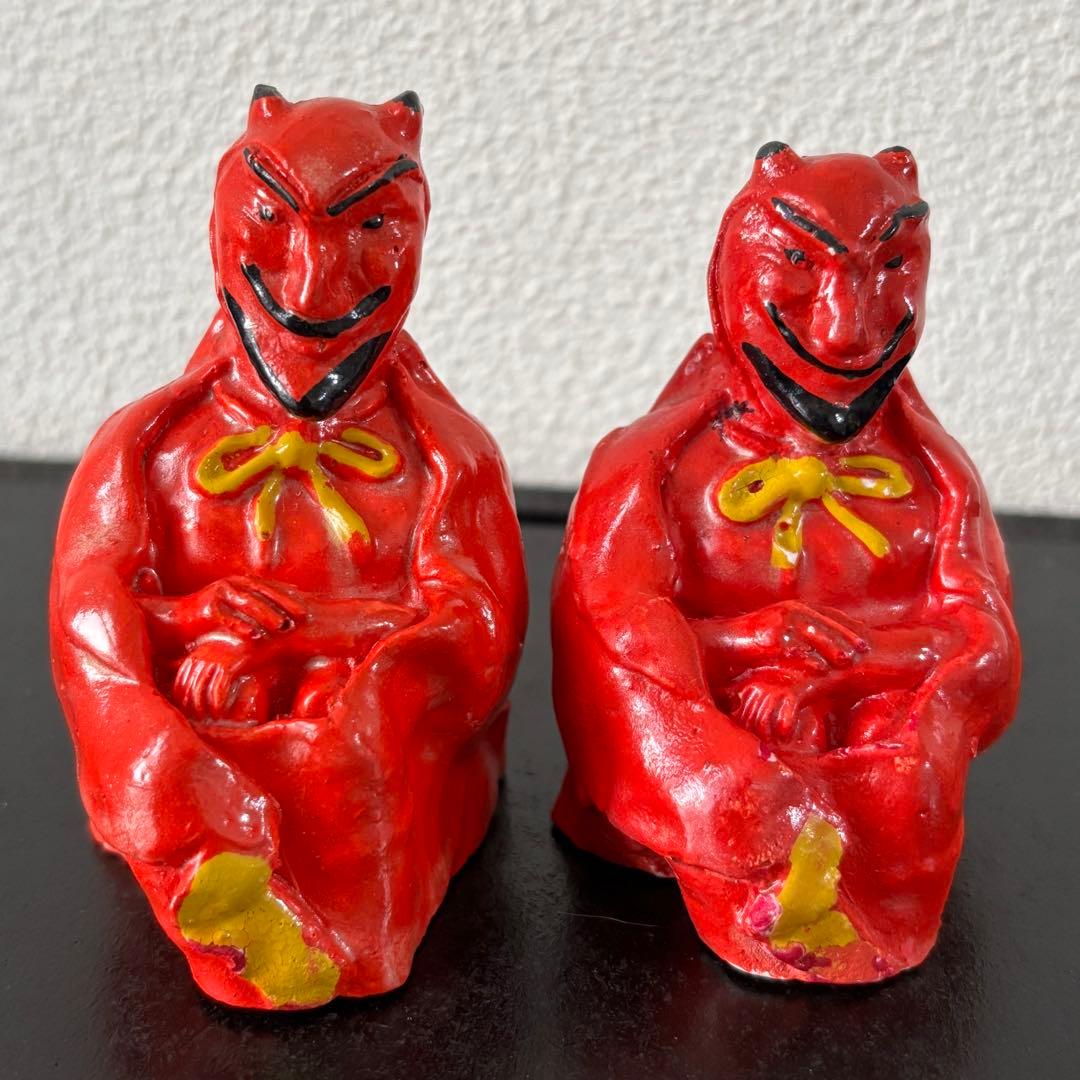 ヴィンテージ　1950s 日本製　陶器　レッドサタン　デビル　ソルト&ペッパー