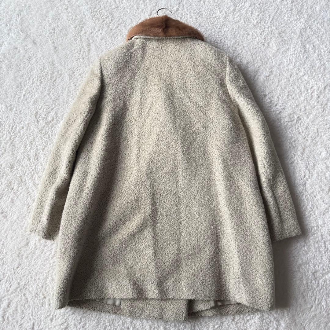 ダックス ウール ハーフコート ダブル ミンク襟 モヘア混 11 未使用級