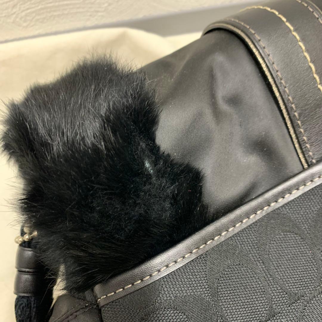 COACH コーチ シグネチャー ソーホー ファー ブラック ショルダーバック