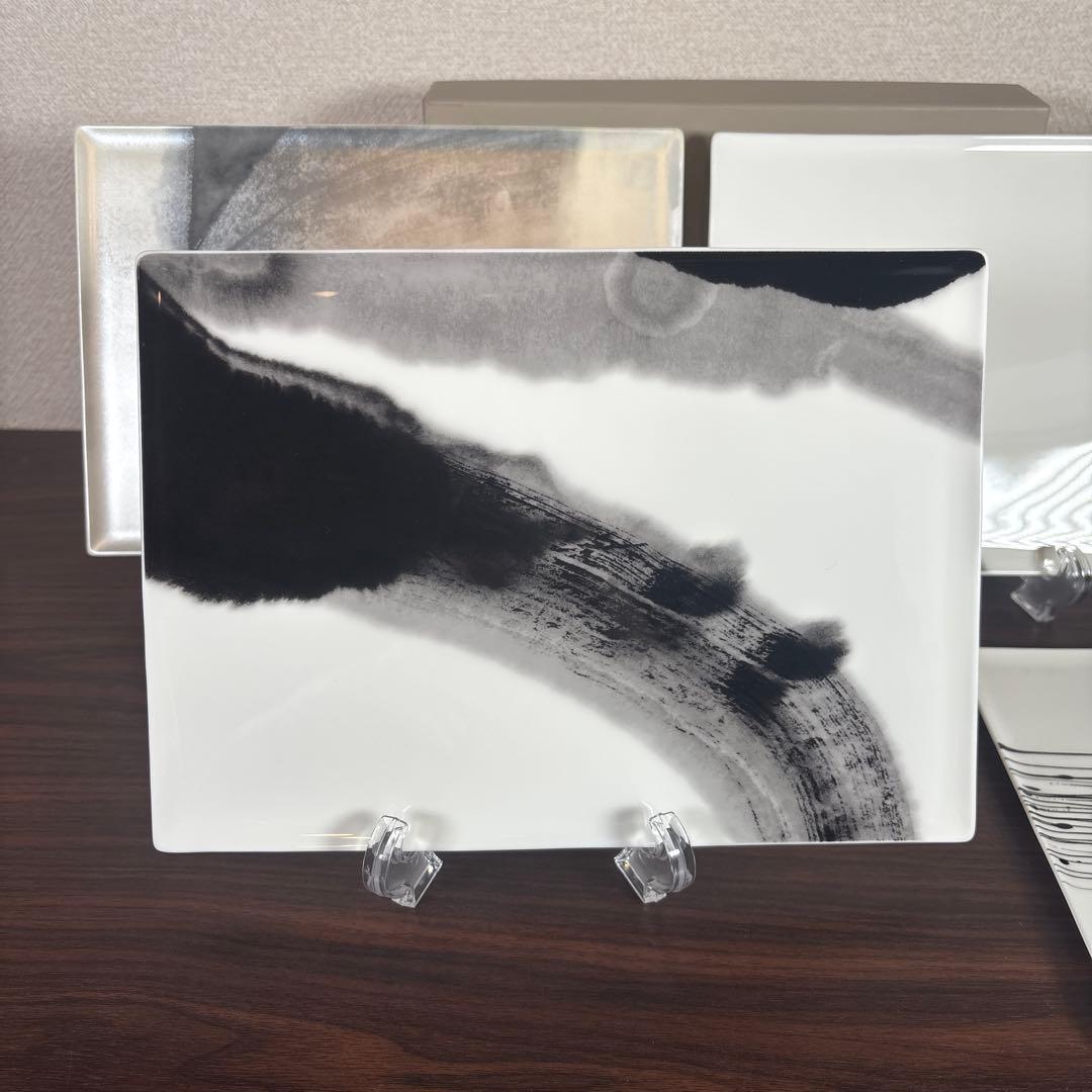 【未使用】ニッコー 「墨の瞬」コシノヒロコ 長角皿 4枚セット