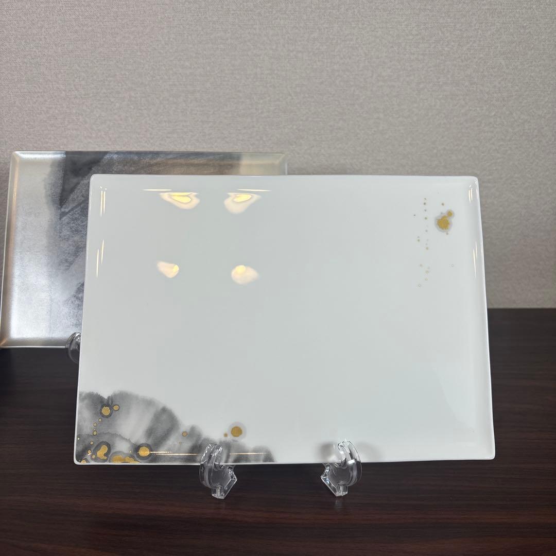 【未使用】ニッコー 「墨の瞬」コシノヒロコ 長角皿 4枚セット