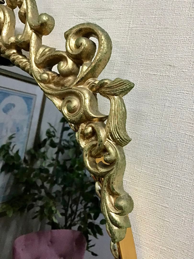 管250☆フランス製☆希少☆アンティーク☆ランプ付き☆ウォールミラー☆壁掛け鏡