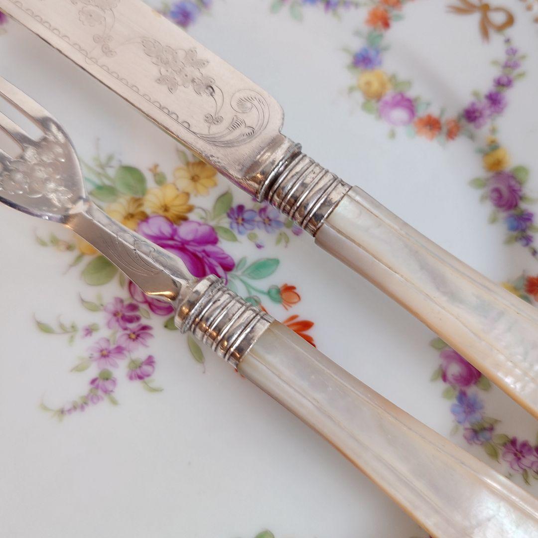 白蝶貝カトラリー　D マザーオブパール　アンティーク　イギリス　フォーク