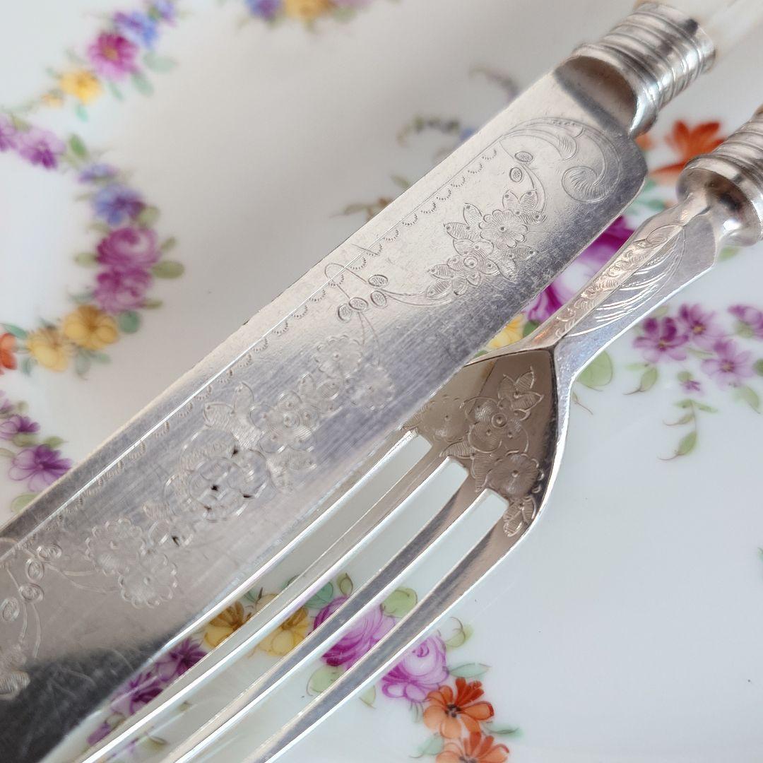 白蝶貝カトラリー　D マザーオブパール　アンティーク　イギリス　フォーク