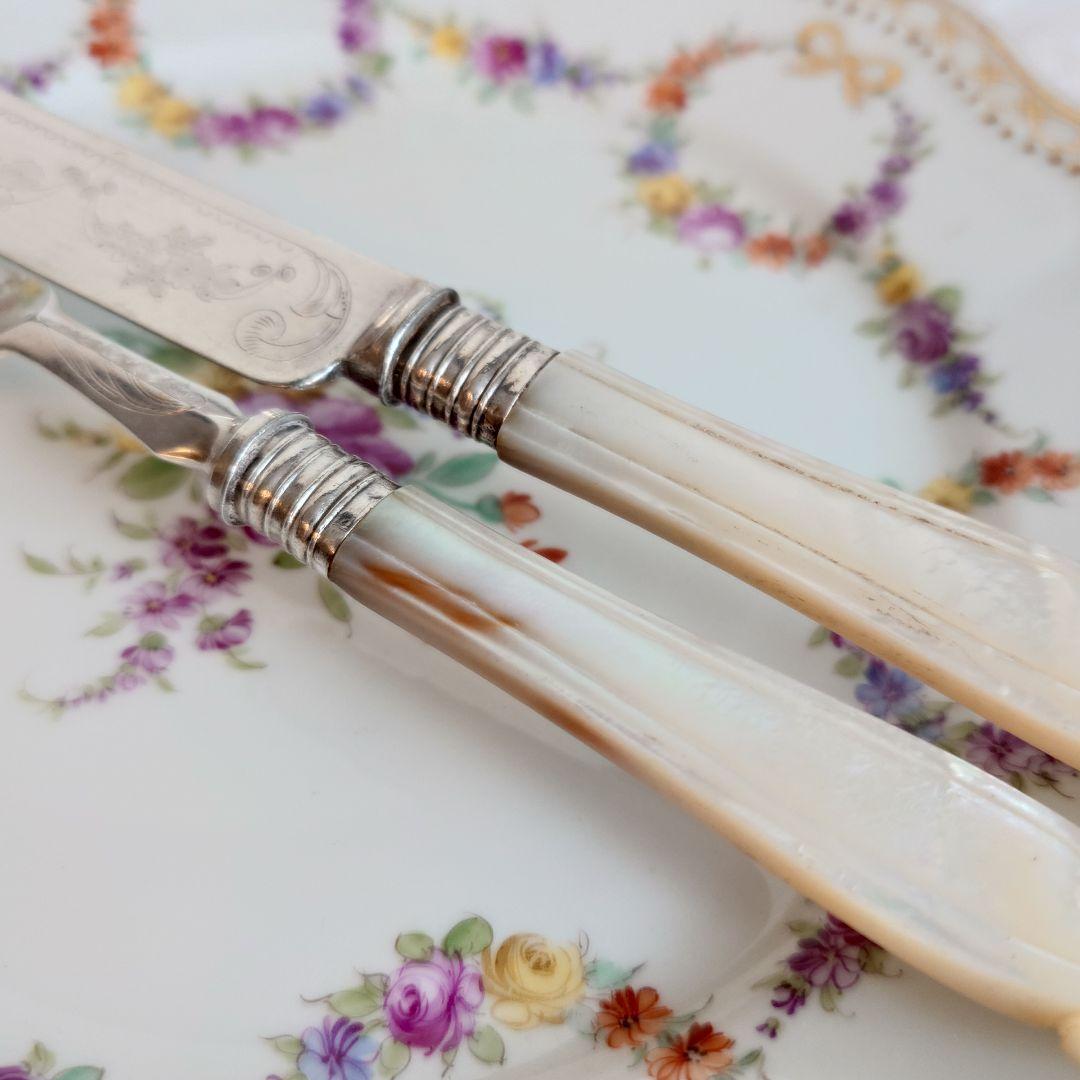 白蝶貝カトラリー　D マザーオブパール　アンティーク　イギリス　フォーク