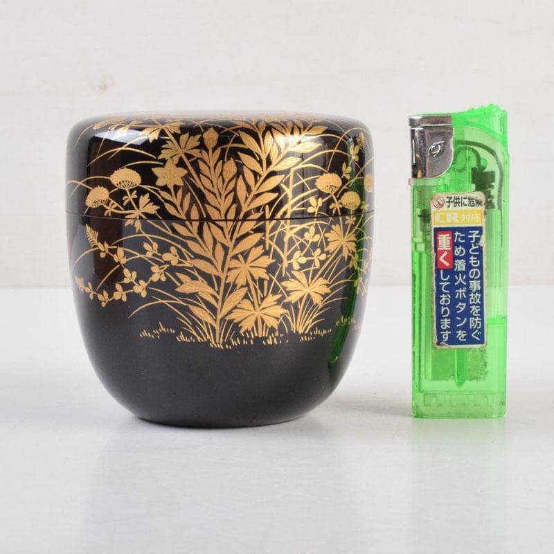 茶道具　漆匠　遠山哲山造　秋草蒔絵　大棗　共箱　C　9188