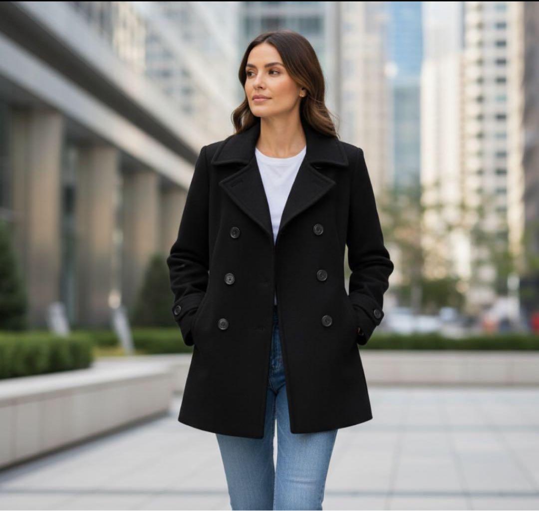 カシミヤ混✨サイベーシック ピーコート チャコールグレー 40