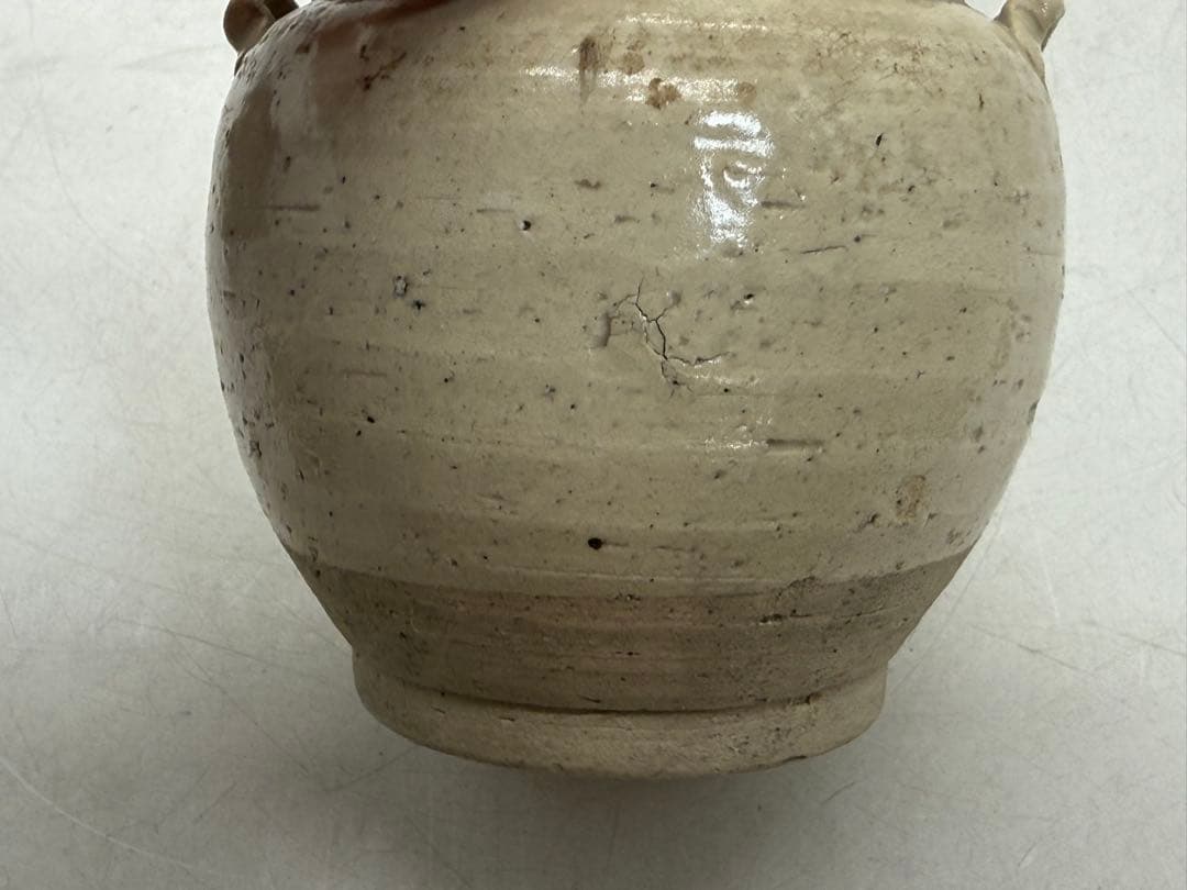 中国　宋時代　雙耳　白釉小壺　アンティーク　送料込み260202