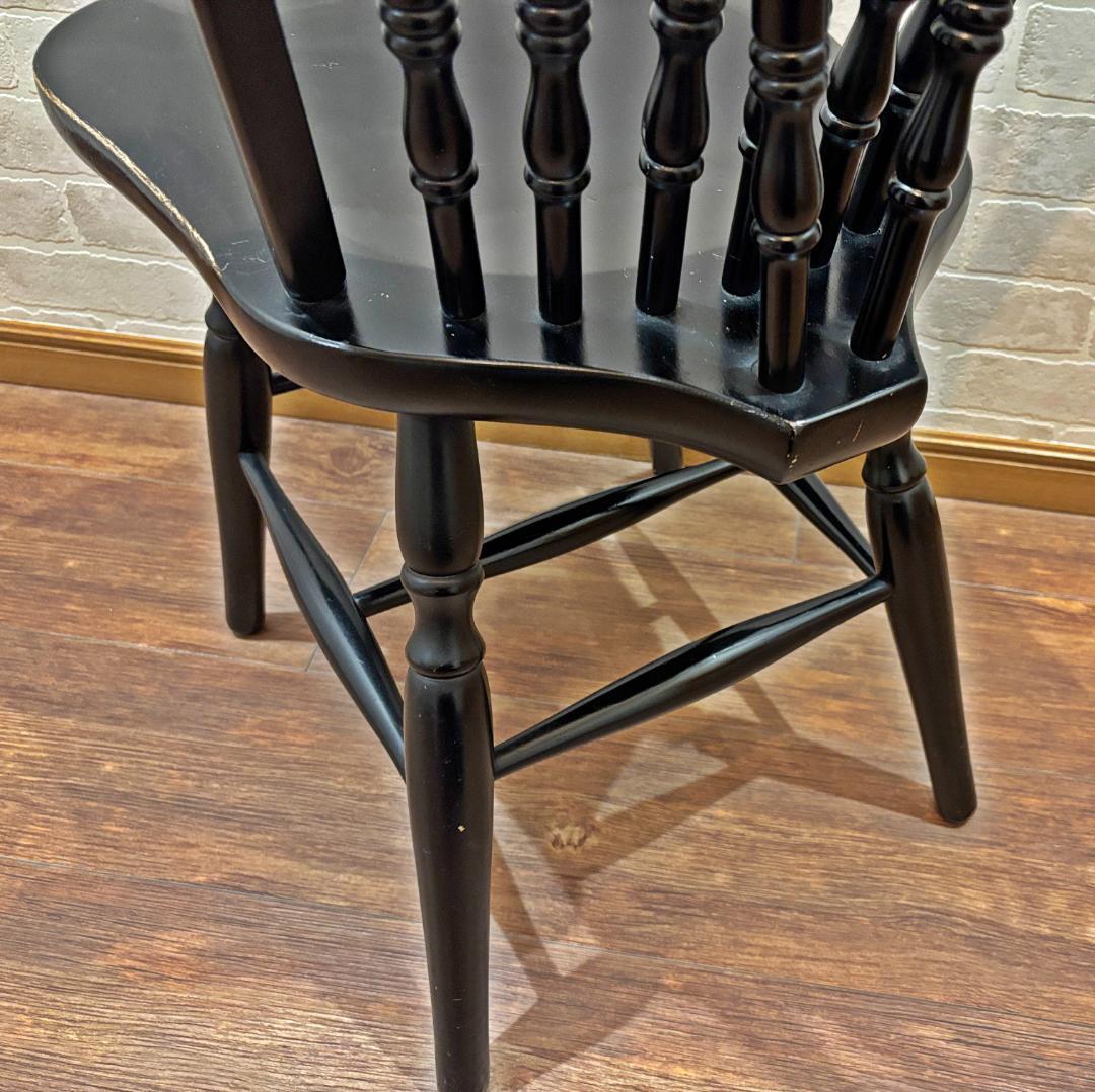 秋田木工 アンティーク レトロ ブラック スピンドルバック ウィンザーチェア①