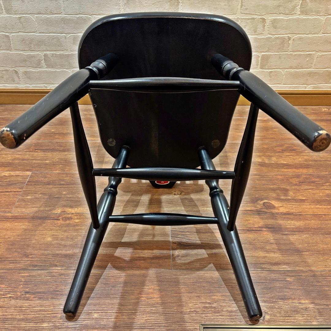 秋田木工 アンティーク レトロ ブラック スピンドルバック ウィンザーチェア①