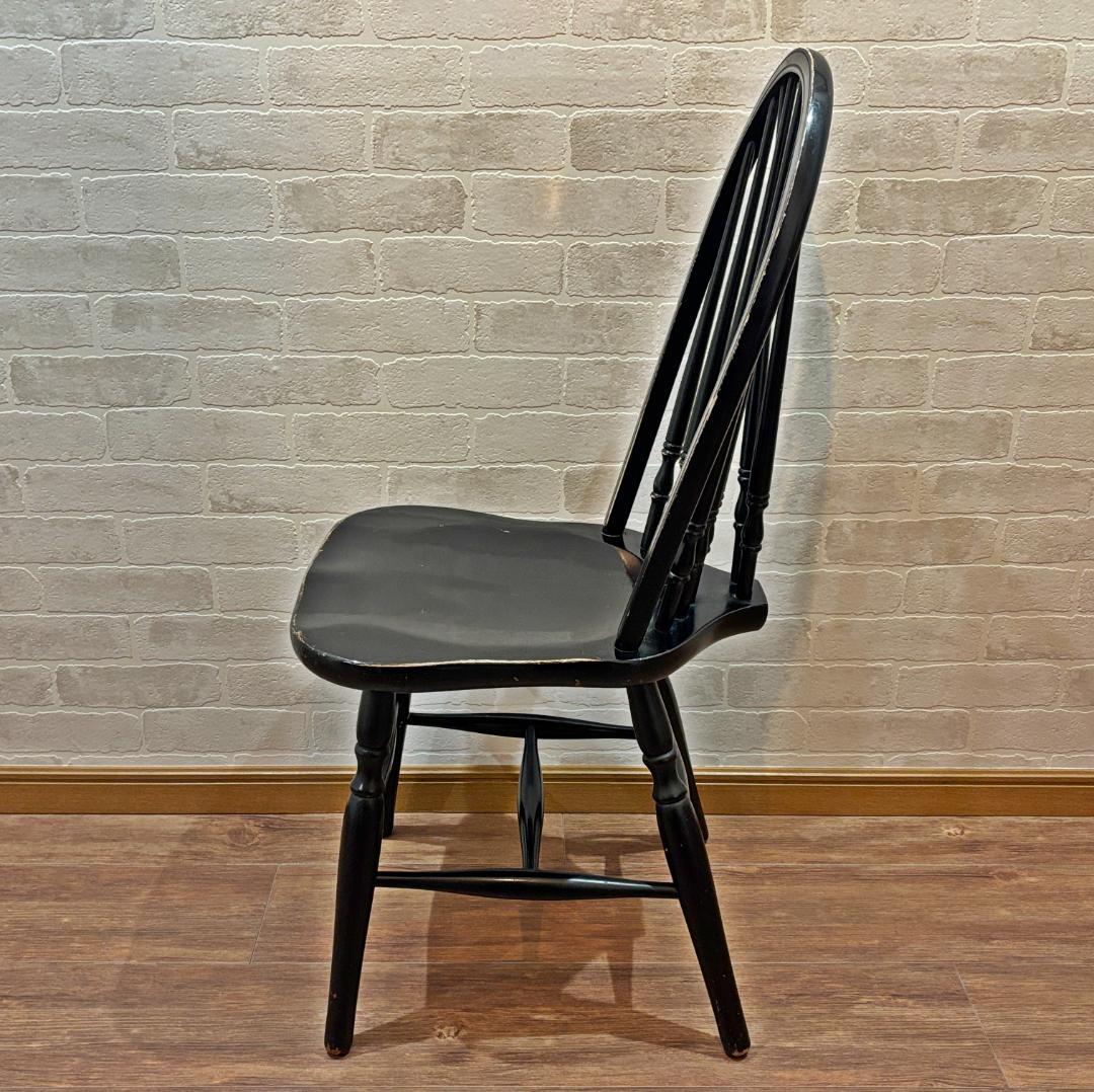 秋田木工 アンティーク レトロ ブラック スピンドルバック ウィンザーチェア①