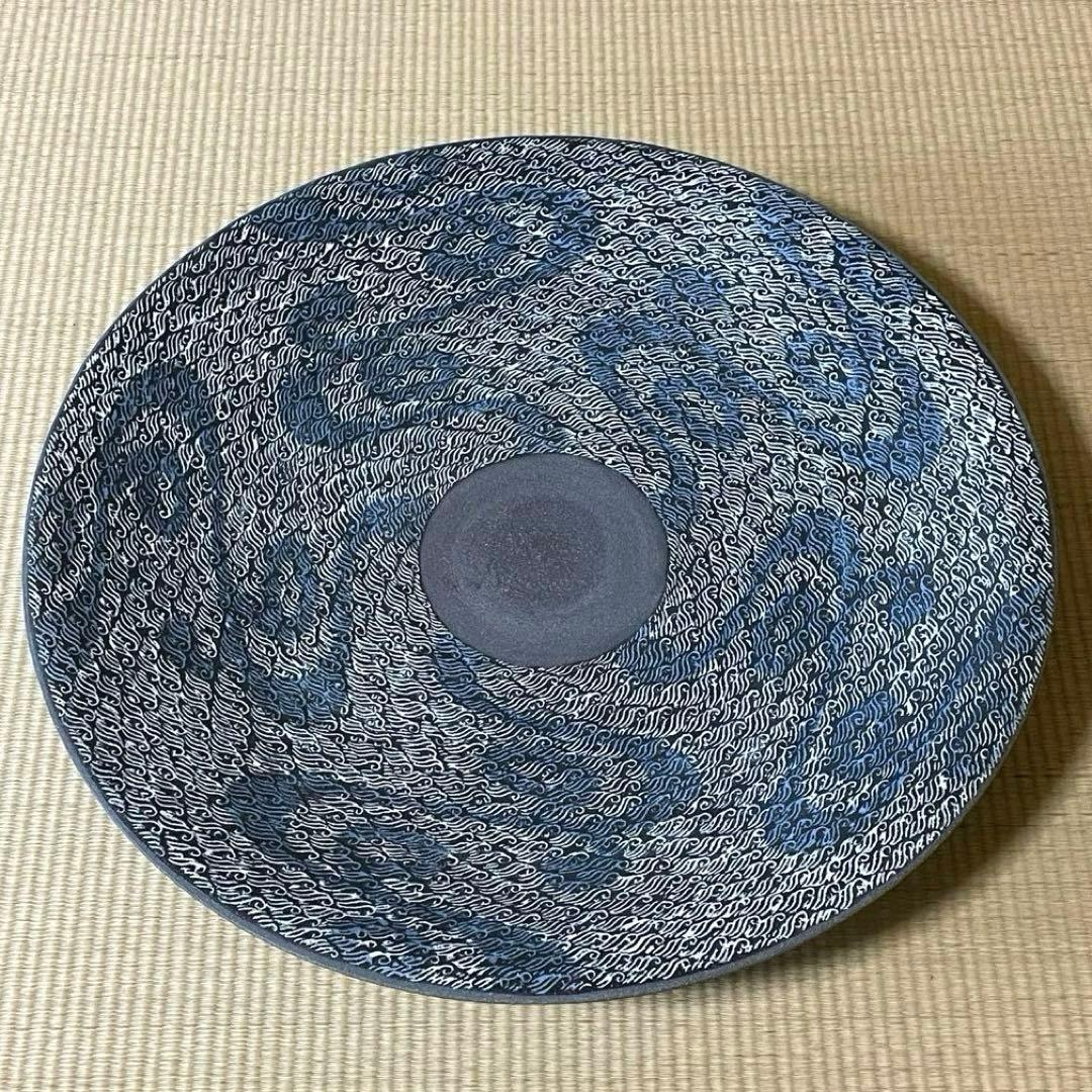 柳窯　西嶋秀樹　象嵌流水紋 大皿