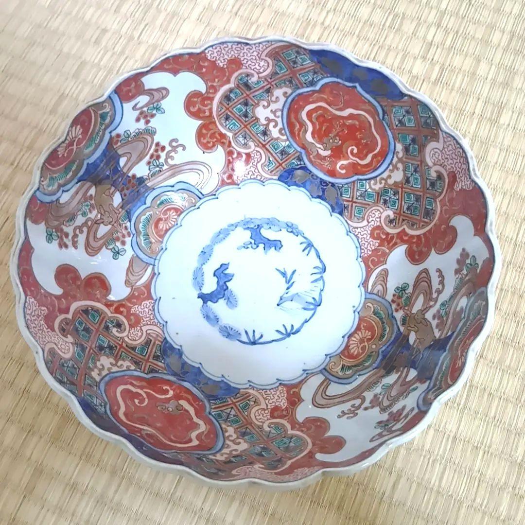 ①【古伊万里】骨董品 大皿 色絵 鉢 深鉢 伊万里 陶器 有田焼 希少 極美品