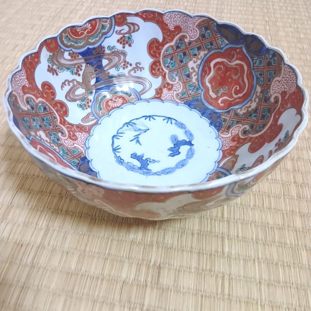 ①【古伊万里】骨董品 大皿 色絵 鉢 深鉢 伊万里 陶器 有田焼 希少 極美品
