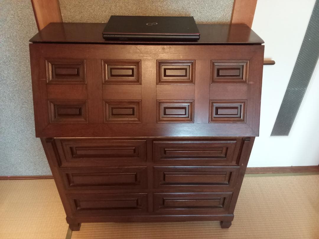 冬季モアバーゲン ：松本民芸家具調　ライティングビューロー美品（書斎・勉強机に）