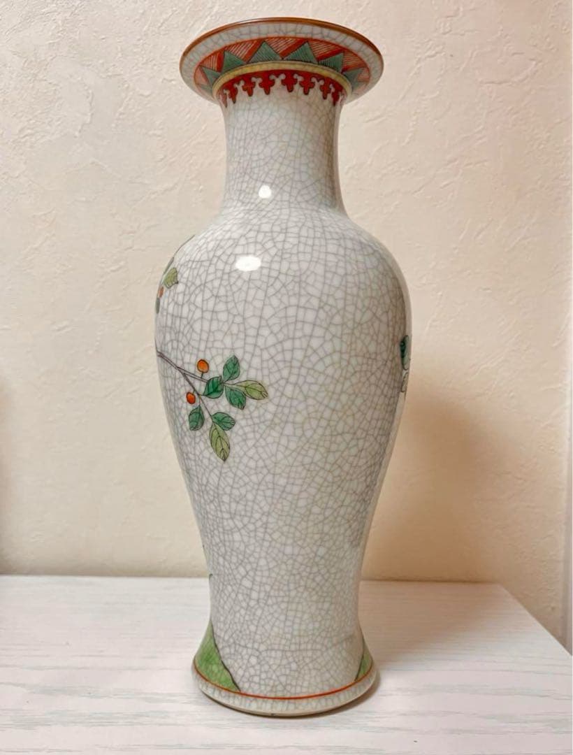 中国景徳鎮　粉彩花鳥文　壺　骨董品　花器　インテリア　花瓶