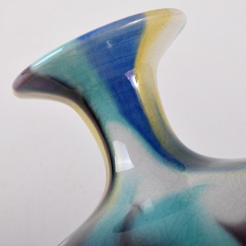 九谷焼　柳雨軒　三代八十吉　徳田正彦作　彩釉　壷　共箱　U　R8706