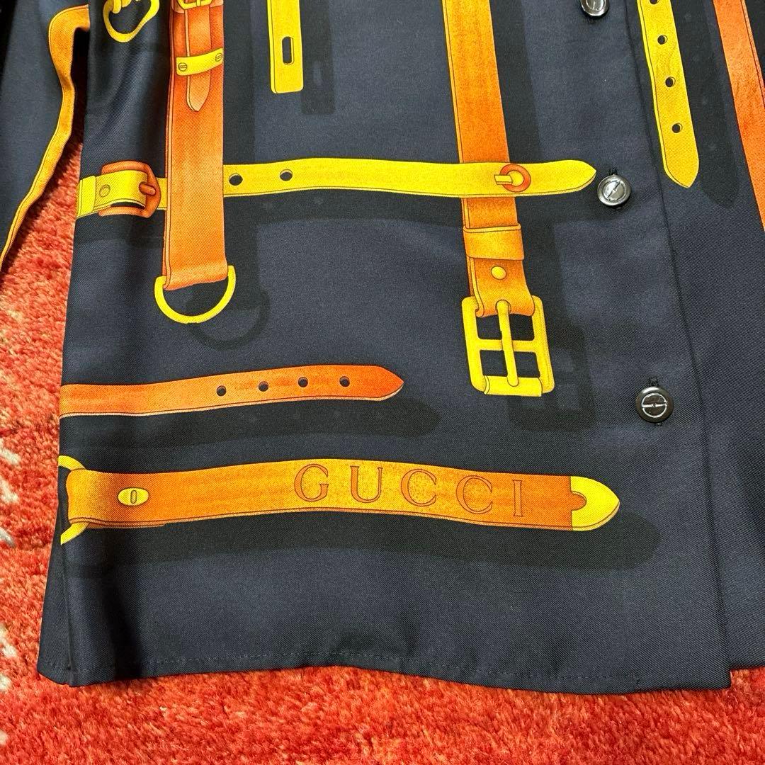 極美品/希少　GUCCI トムフォード期　ホースビット シルクシャツ ベルト柄