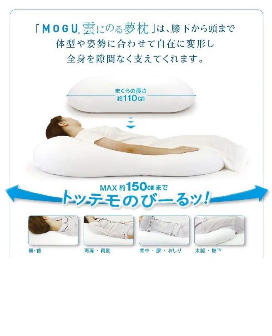 MOGU 雲にのる夢枕 本体 + カバー　クリアピンク