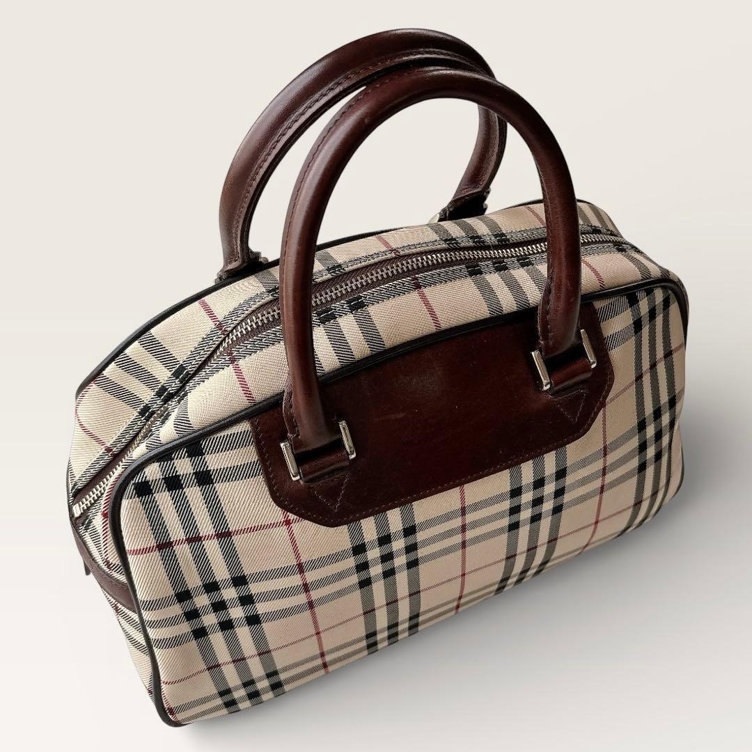 美品 BURBERRY ノバチェック ミニ ボストンバッグ ロゴプレート