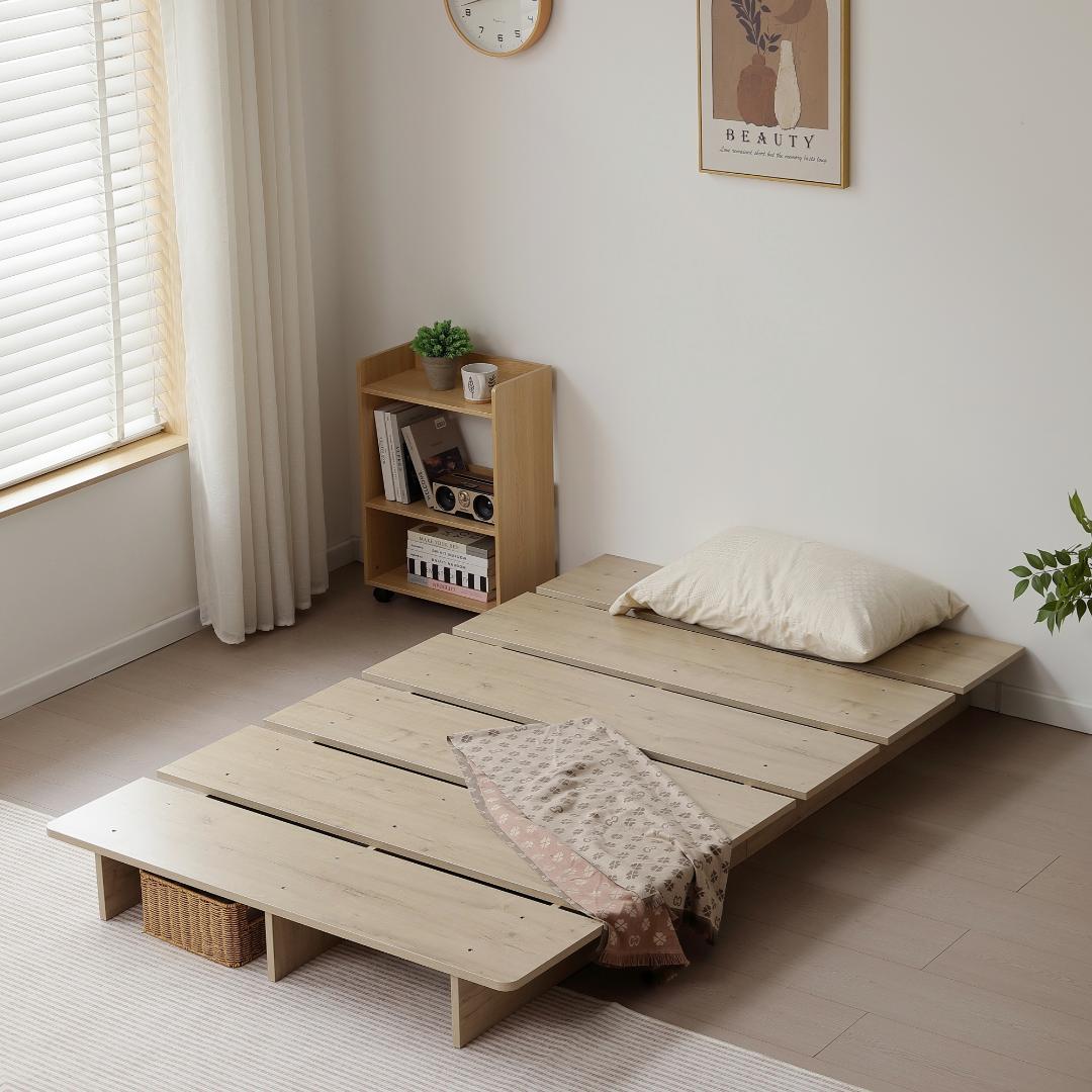 【幅100cm】ベッド　脚付き　木目調　コンパクト　NATURAL