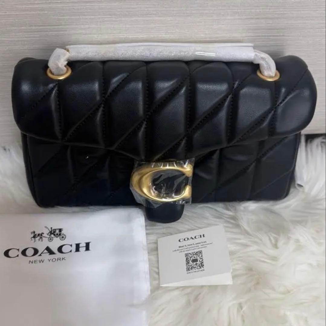 COACH ブラック キルティング ショルダーバッグ26cm