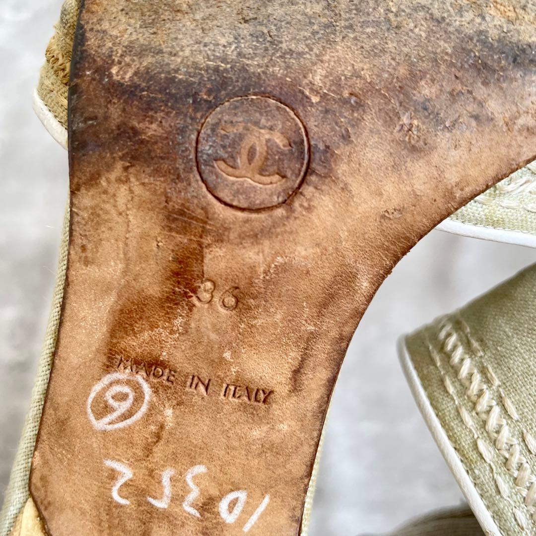 CHANEL ミュール サンダル ヒール 刺繍 36サイズ