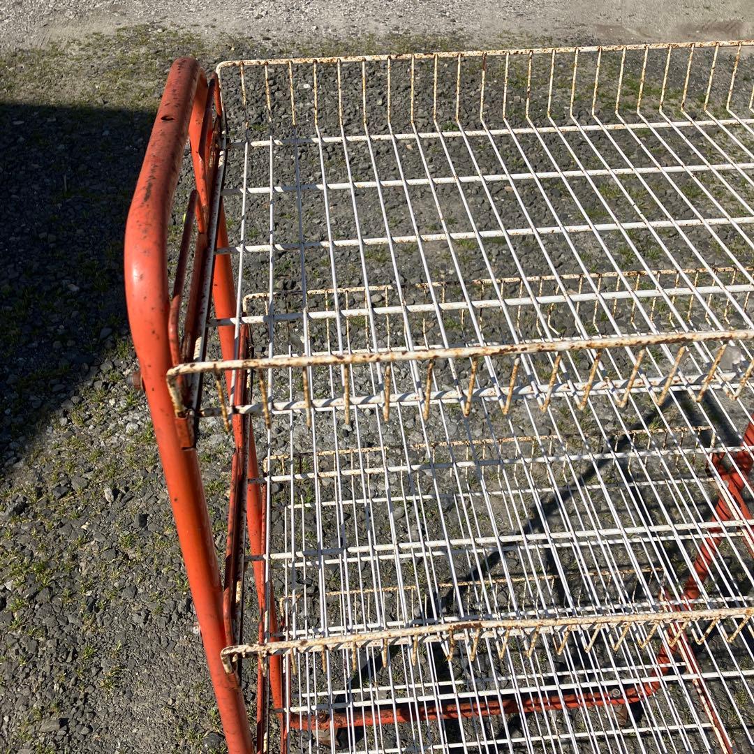 昭和レトロ オレンジ 商店 陳列棚 ラック ワゴン 4段 ジャンクガーデン