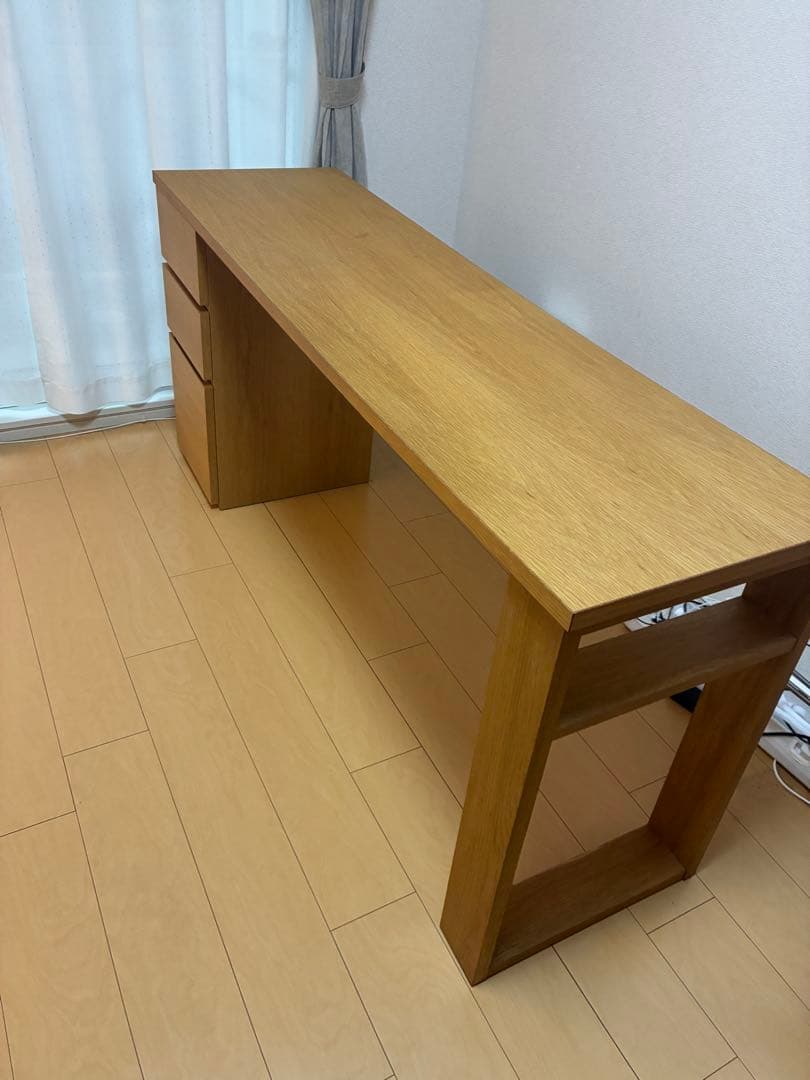 Shin ACTUS ナチュラルウッドデスク 引き出し付き