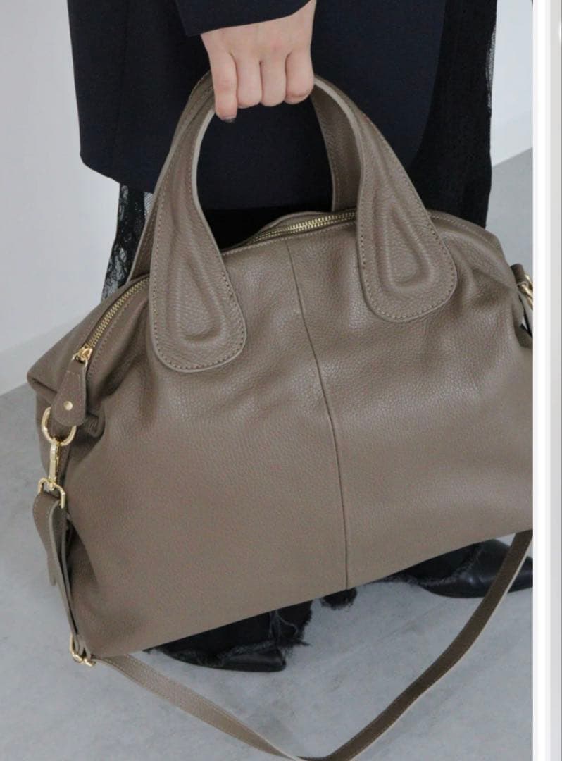 イタリア製ミレッラフィレンツェ グレー レザー ショルダーバッグ