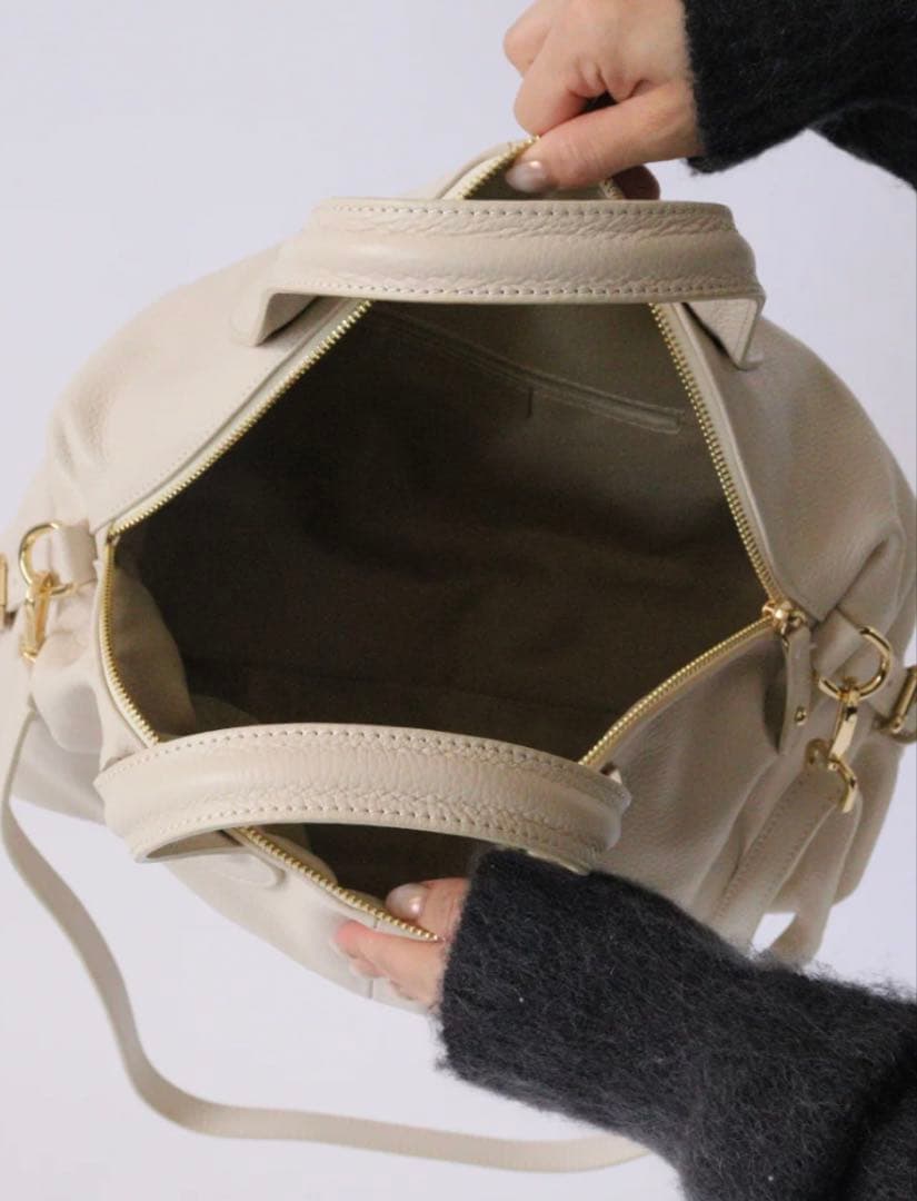 イタリア製ミレッラフィレンツェ グレー レザー ショルダーバッグ